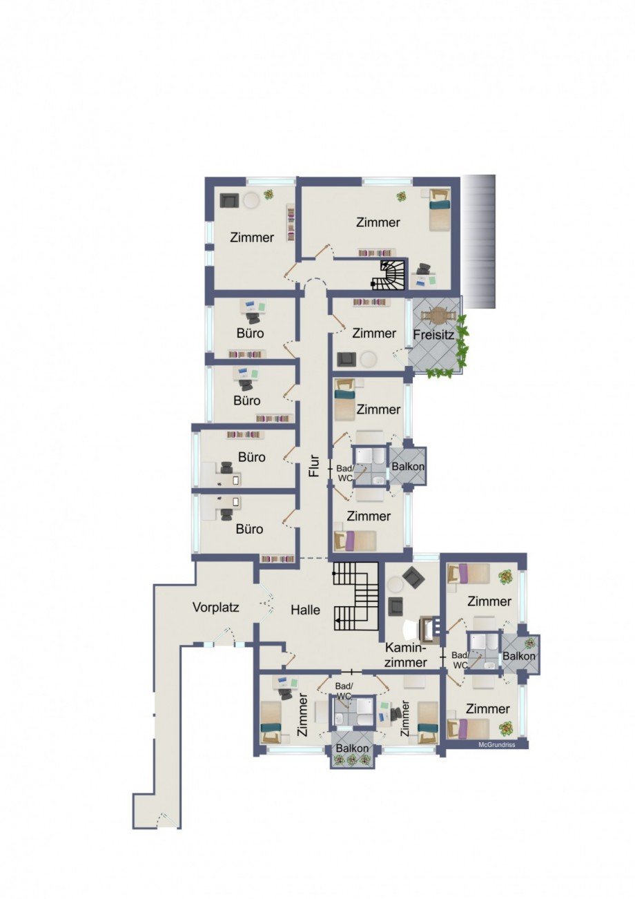Grundriss Wiesenhaus EG Renditeobjekt Freudenstadt