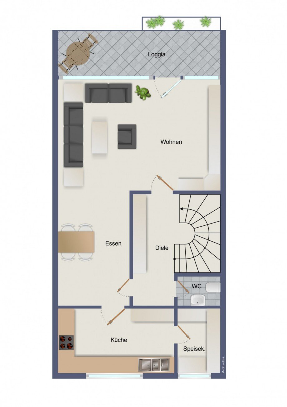 Grundriss OG Reihenendhaus Dornstetten