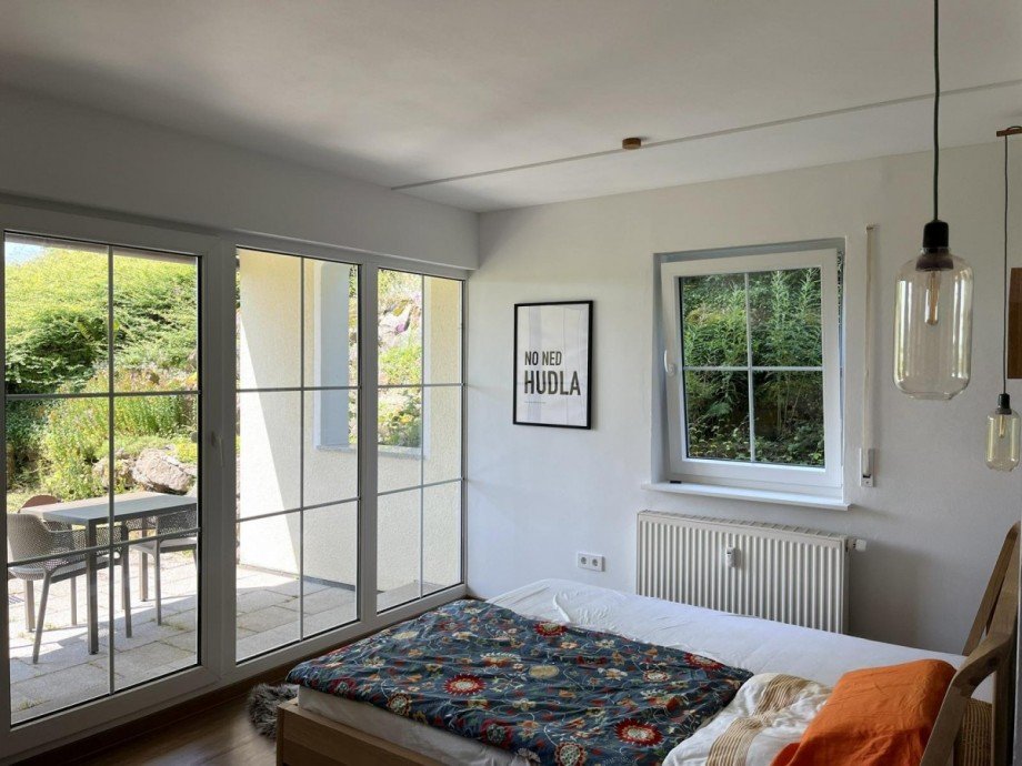 Schlafbereich mit Zugang zur Terrasse Wohnung Freudenstadt