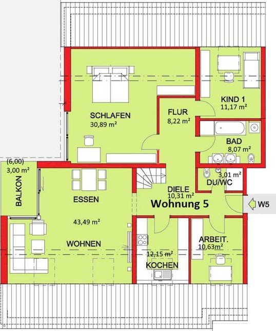 Grundriss Dachgeschosswohnung Dornstetten